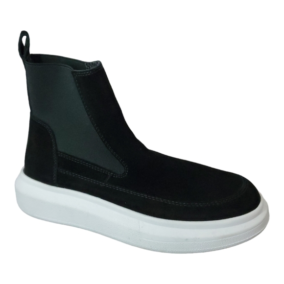 Nurture Atna Rebalance Platform High Top Suede Black Leather Sneaker Shoe 6.5 - Picture 5 of 7